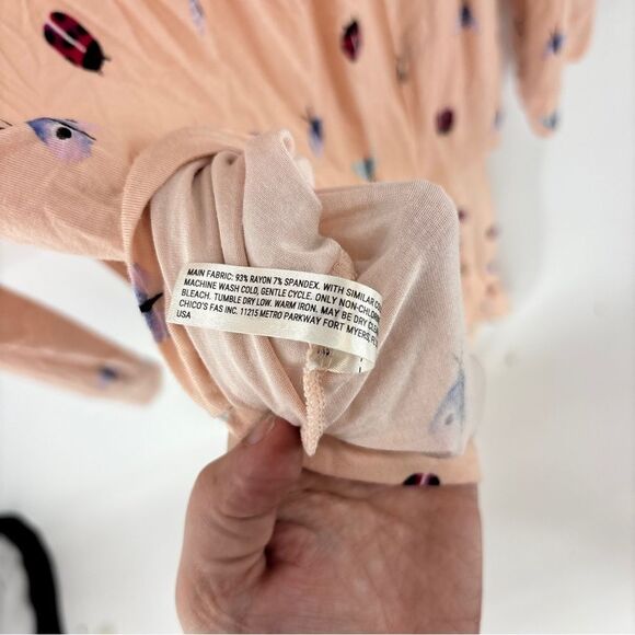 Soma Peach Sleepwear button up shirt pant set with beetle Insect Design womens M - Picture 6 of 11